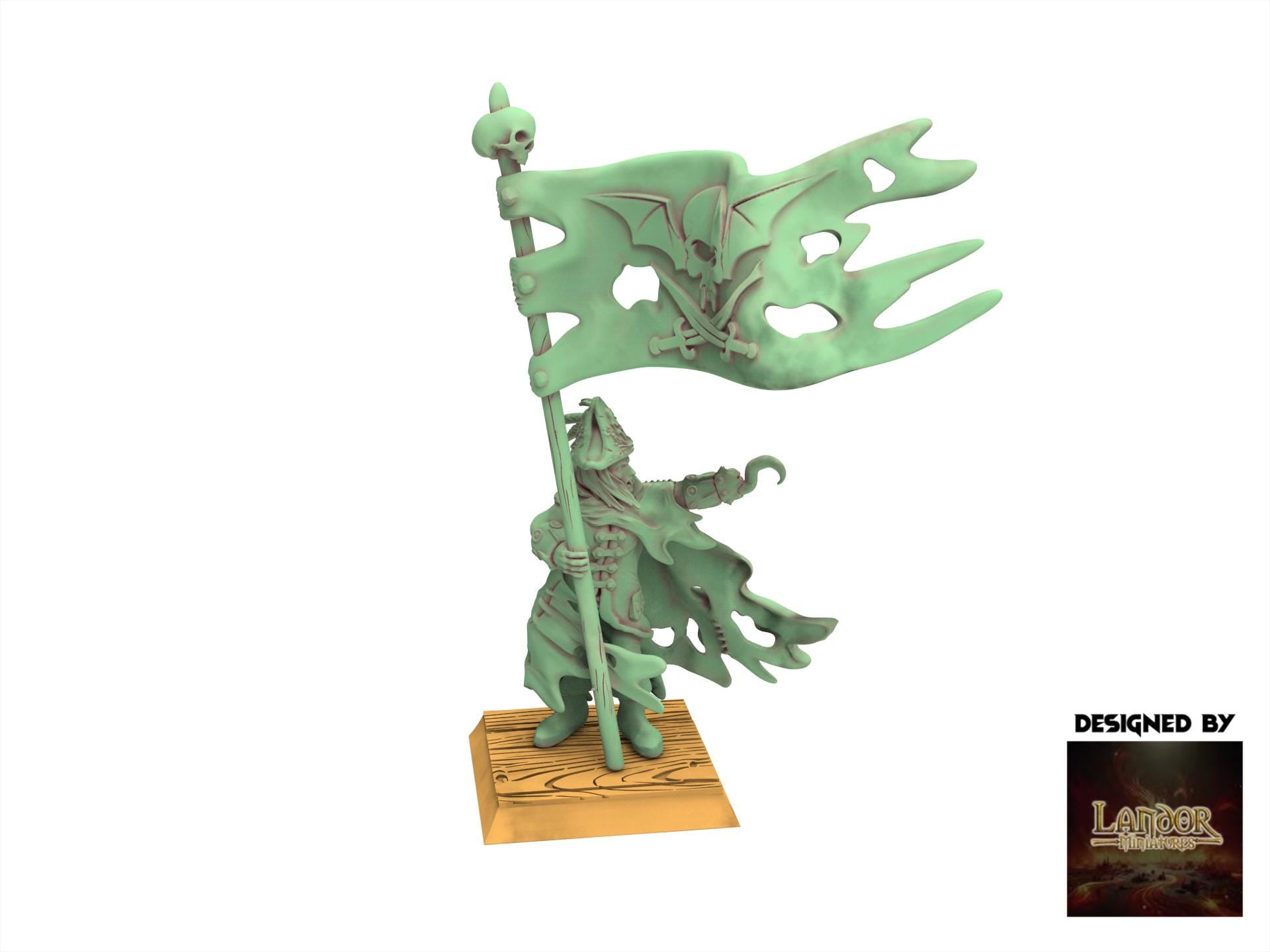 Zombie Pirates - Vampire Captain Banner, The dreaded Zombie Pirates usable for 9th Age, Fantasy Battle, Oldhammer, King of war, D&D