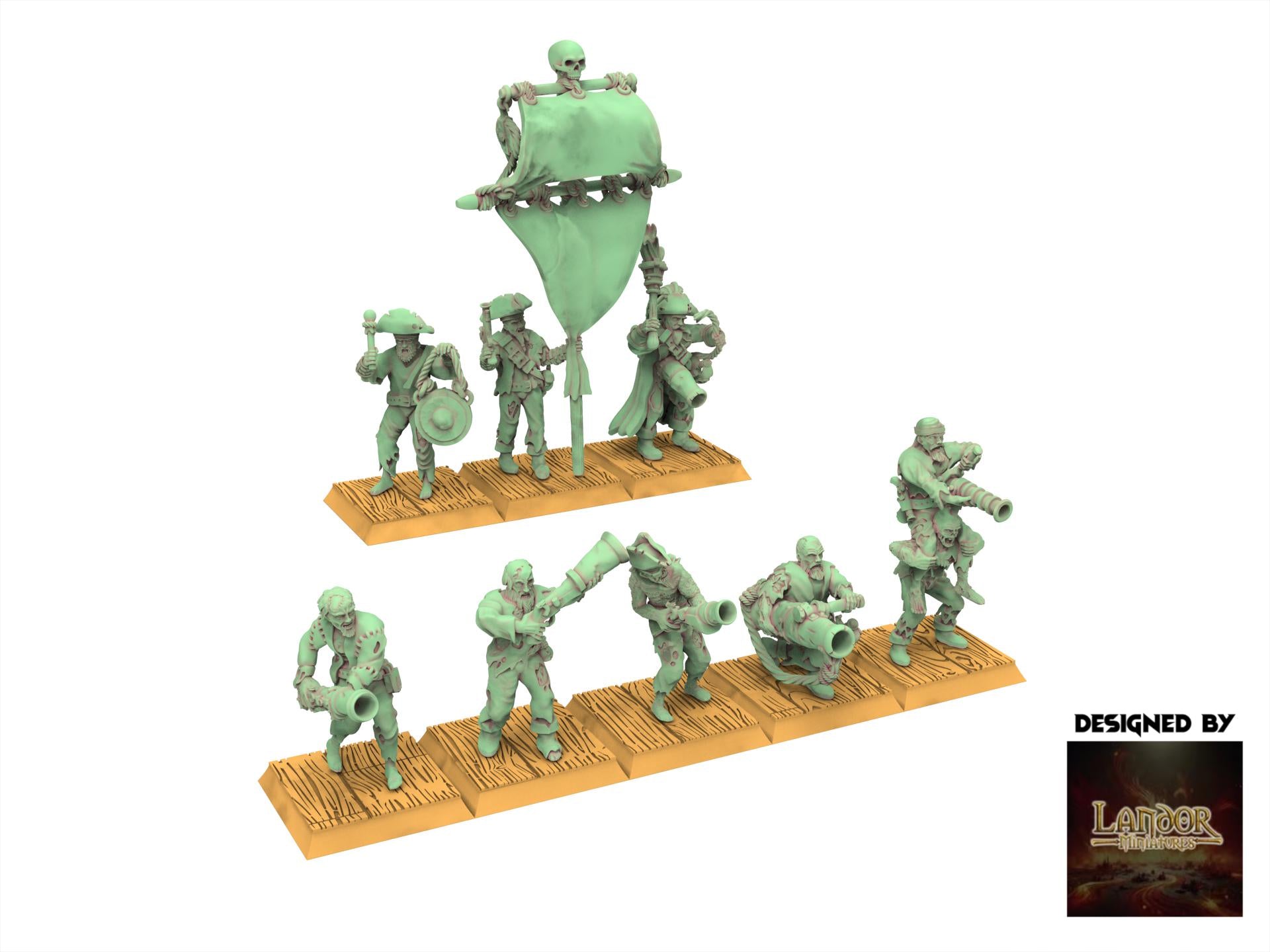Zombie Pirates - Zombie Pirates Gunners, The dreaded Zombie Pirates usable for 9th Age, Fantasy Battle, Oldhammer, King of war, D&D