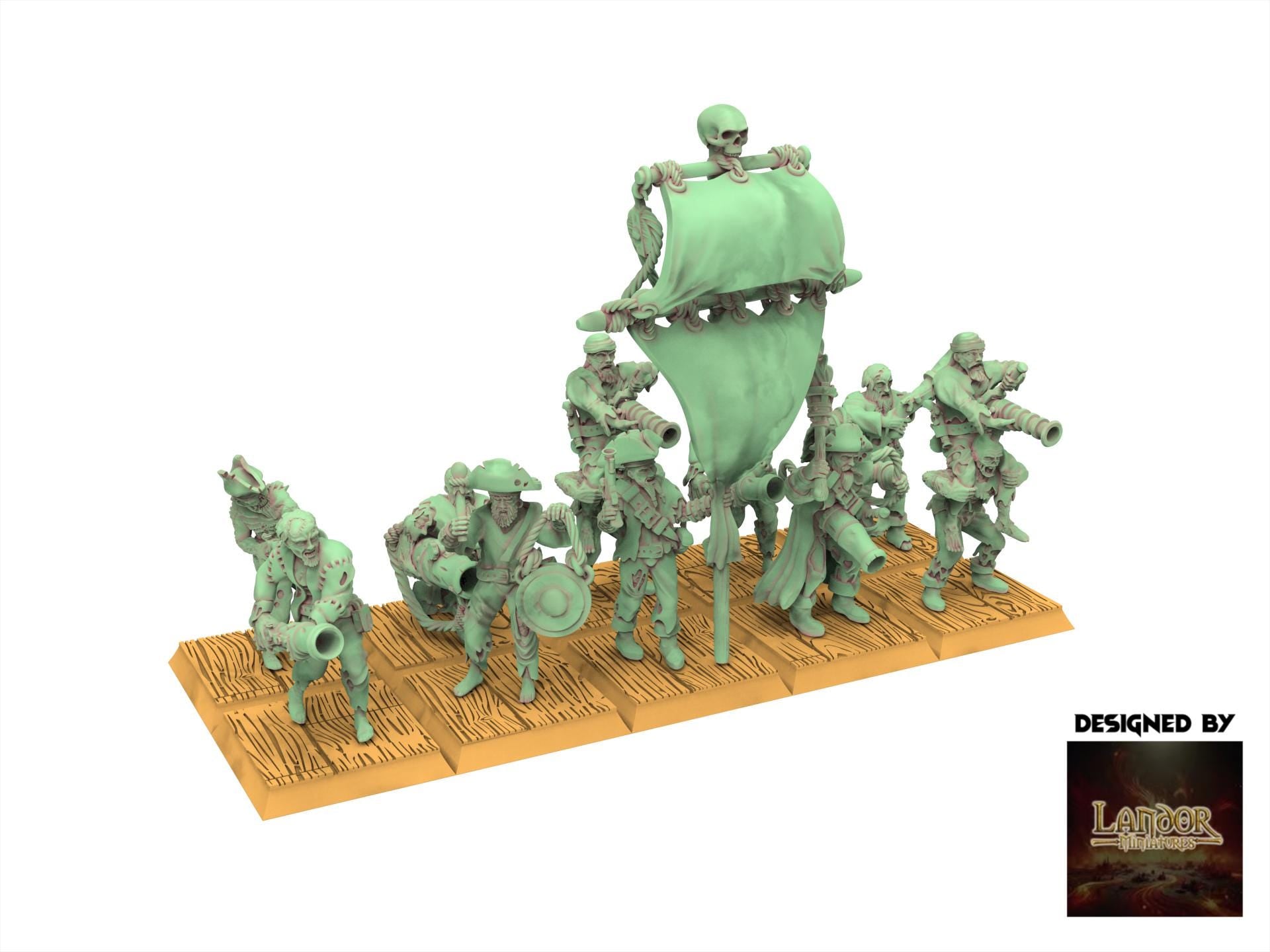 Zombie Pirates - Zombie Pirates Gunners, The dreaded Zombie Pirates usable for 9th Age, Fantasy Battle, Oldhammer, King of war, D&D