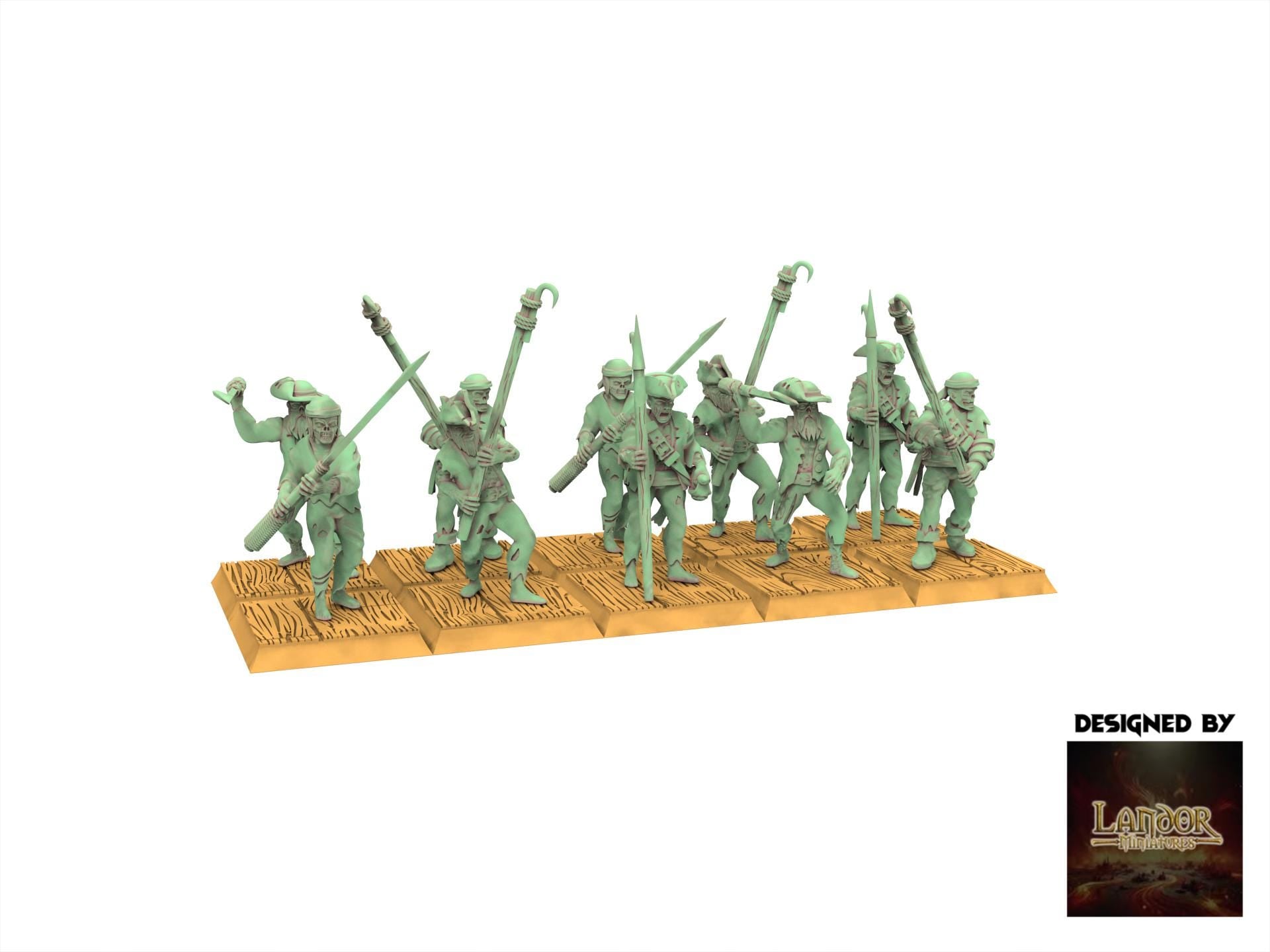 Zombie Pirates - Zombie Pirates Spearmen, The dreaded Zombie Pirates usable for 9th Age, Fantasy Battle, Oldhammer, King of war, D&D