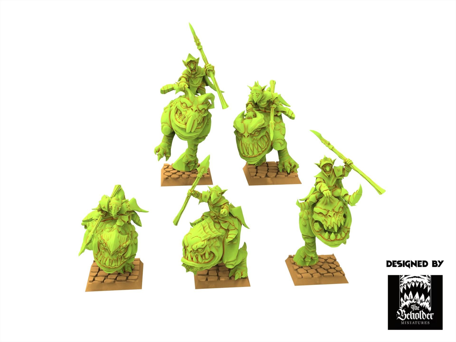 Orc & Goblin - x5 Kavehorror Knight - The Black horde, utilisables pour Oldhammer, king of wars, 9th age