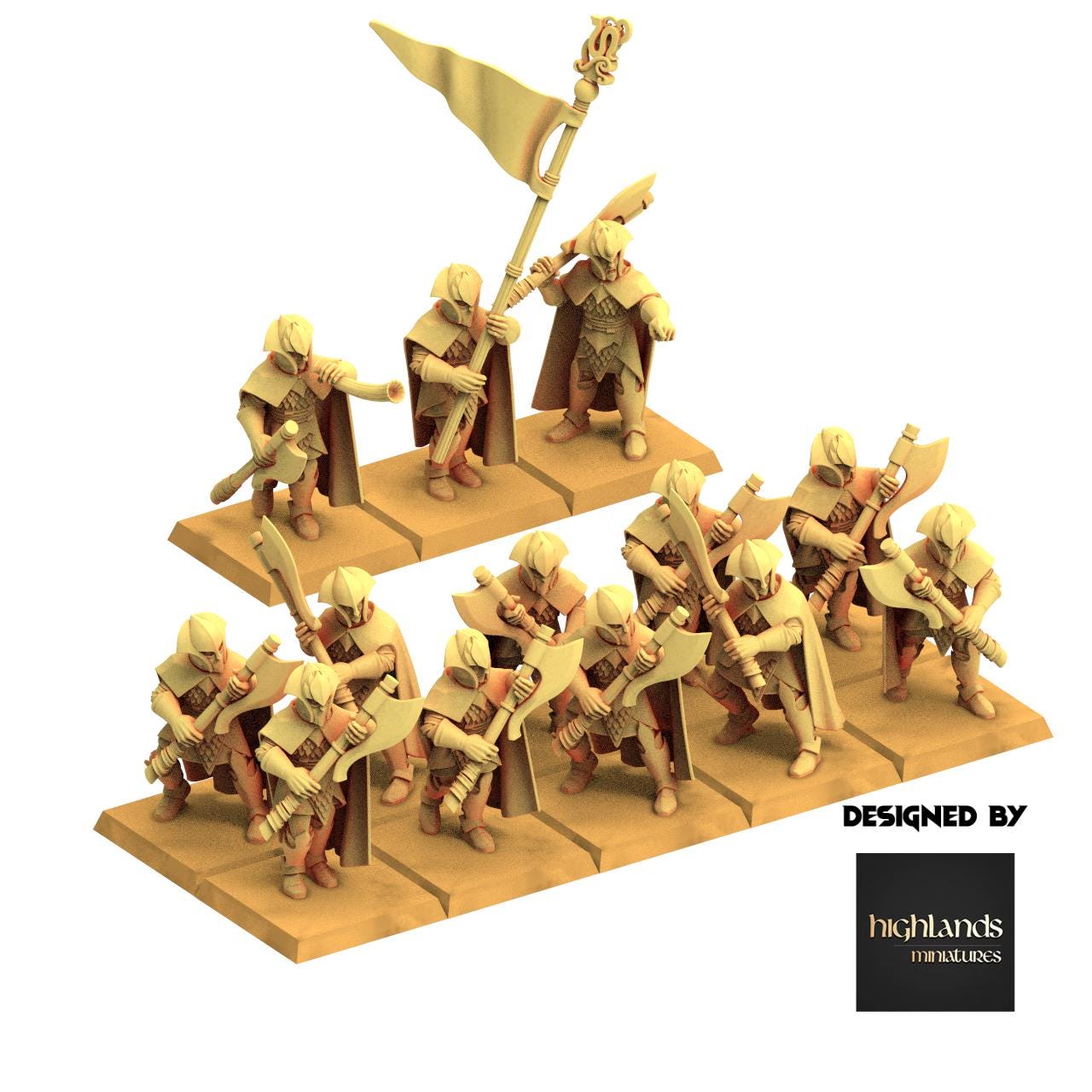 Sylvan Elves - Axemen - Feral - Highlands Miniatures