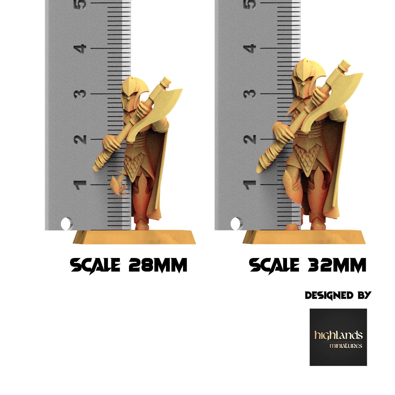 Sylvan Elves - Axemen - Feral - Highlands Miniatures