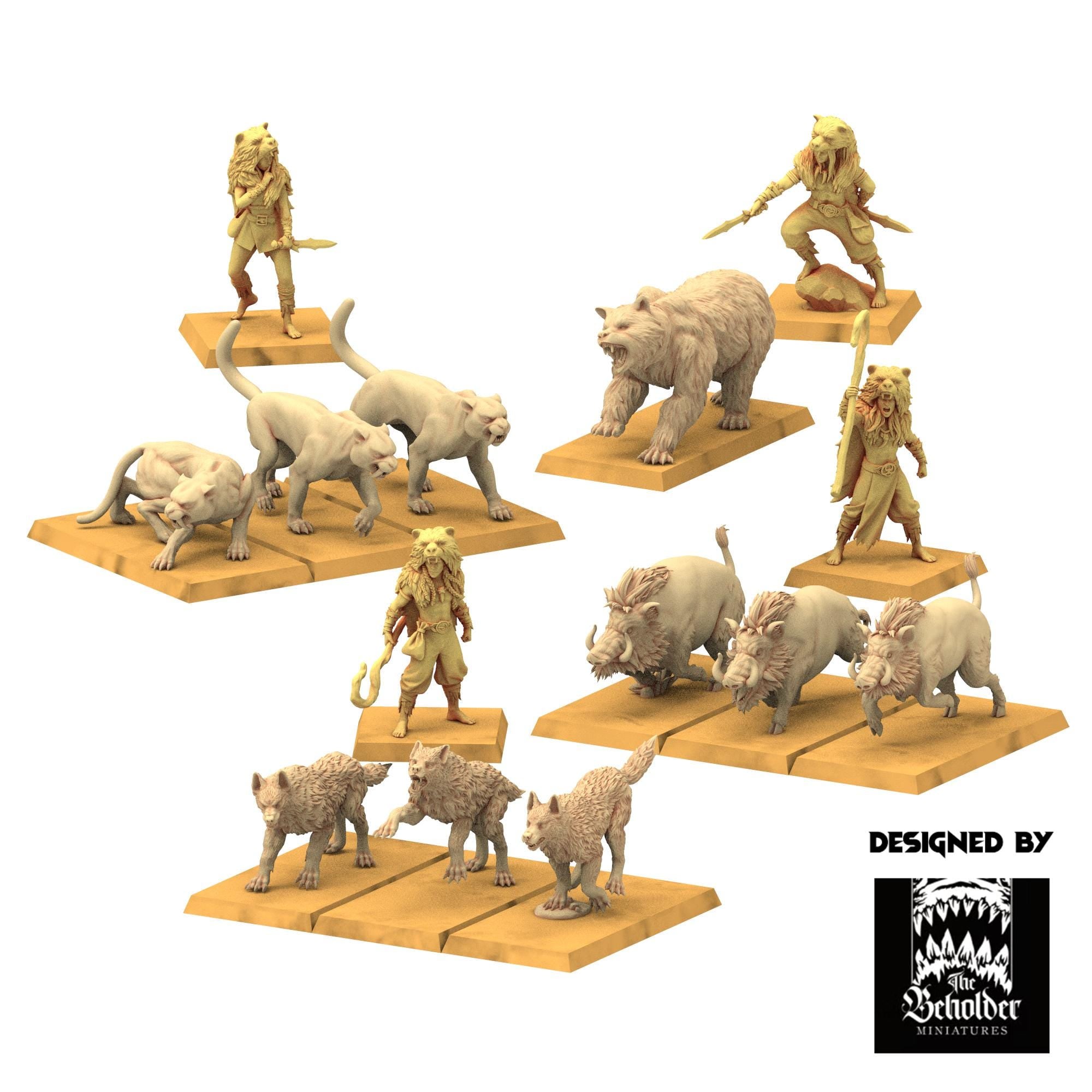 Sylvan Elves - Beastmasters - Evergreen Elves - The Beholder Miniatures