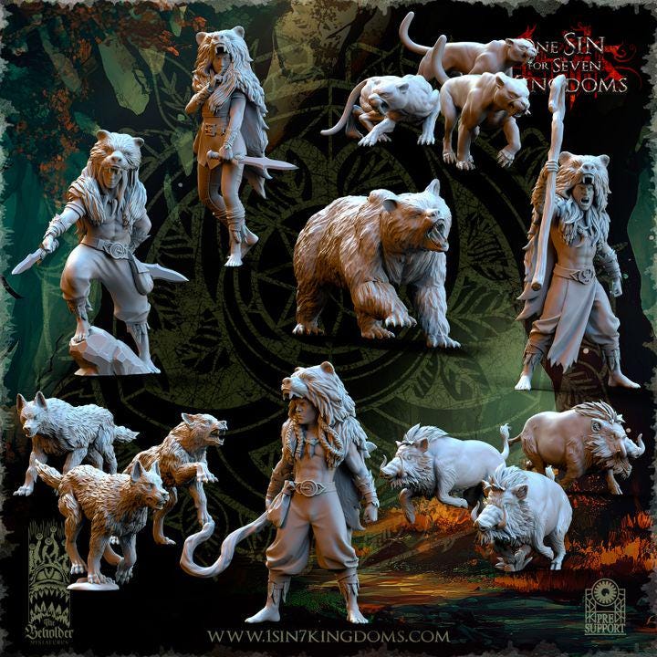 Sylvan Elves - Beastmasters - Evergreen Elves - The Beholder Miniatures