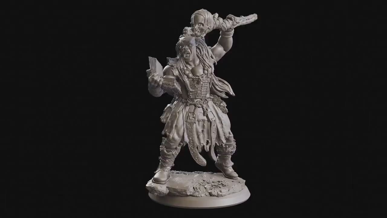 Grimoires of madness - Villain - Grammor Orc Sorcerer 25 mm, forbidden magics, Ennemy, Flesh of Gods, for Wargames, Dungeons & Dragons TTRPG