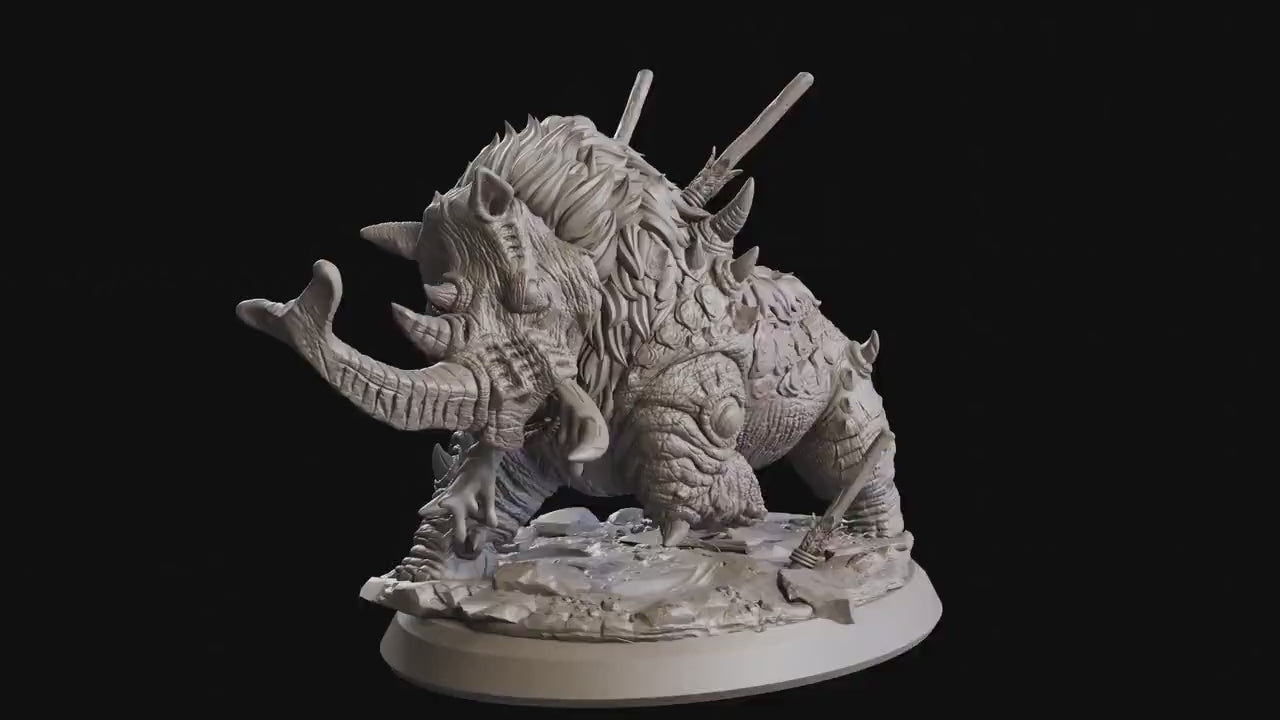 The tribal Gathering - Enemy - Rhinosaurus (75 mm), fierce and proud warriors,Ennemy, Flesh of Gods, for Wargames, Dungeons & Dragons TTRPG