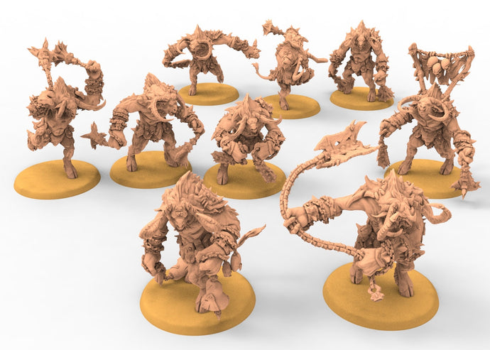 Beastmen - Squad of Berserker Minotaurs Beastmen warriors of Chaos