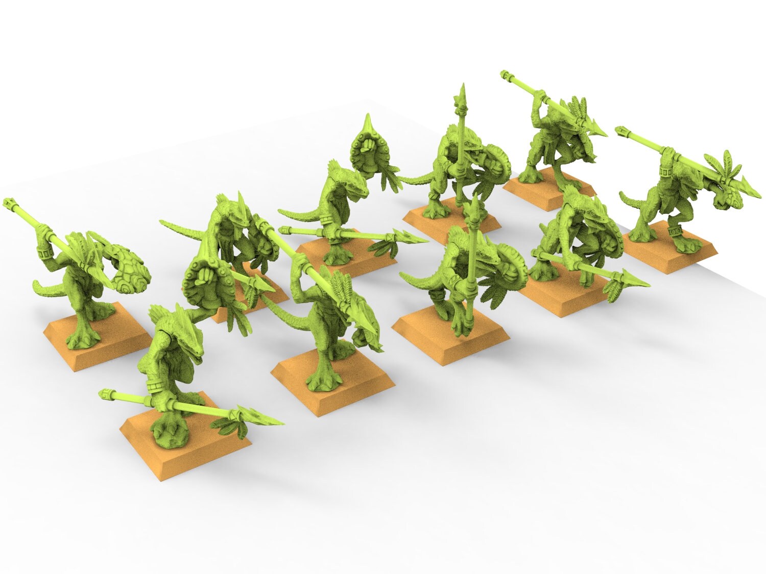 Lost temple - Skink Spears lizardmen from the South usable for Oldhammer, battle, king of wars, 9th age