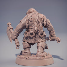 Charger l&#39;image dans la galerie, Dwarves - Dwarf Barbarian/Warrior with Axes Petri ”Red Axes” Redhalla, daybreak miniatures for wargames and Dungeons and Dragons/Pathfinder
