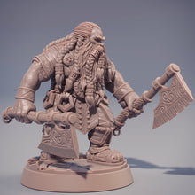 Charger l&#39;image dans la galerie, Dwarves - Dwarf Barbarian/Warrior with Axes Petri ”Red Axes” Redhalla, daybreak miniatures for wargames and Dungeons and Dragons/Pathfinder
