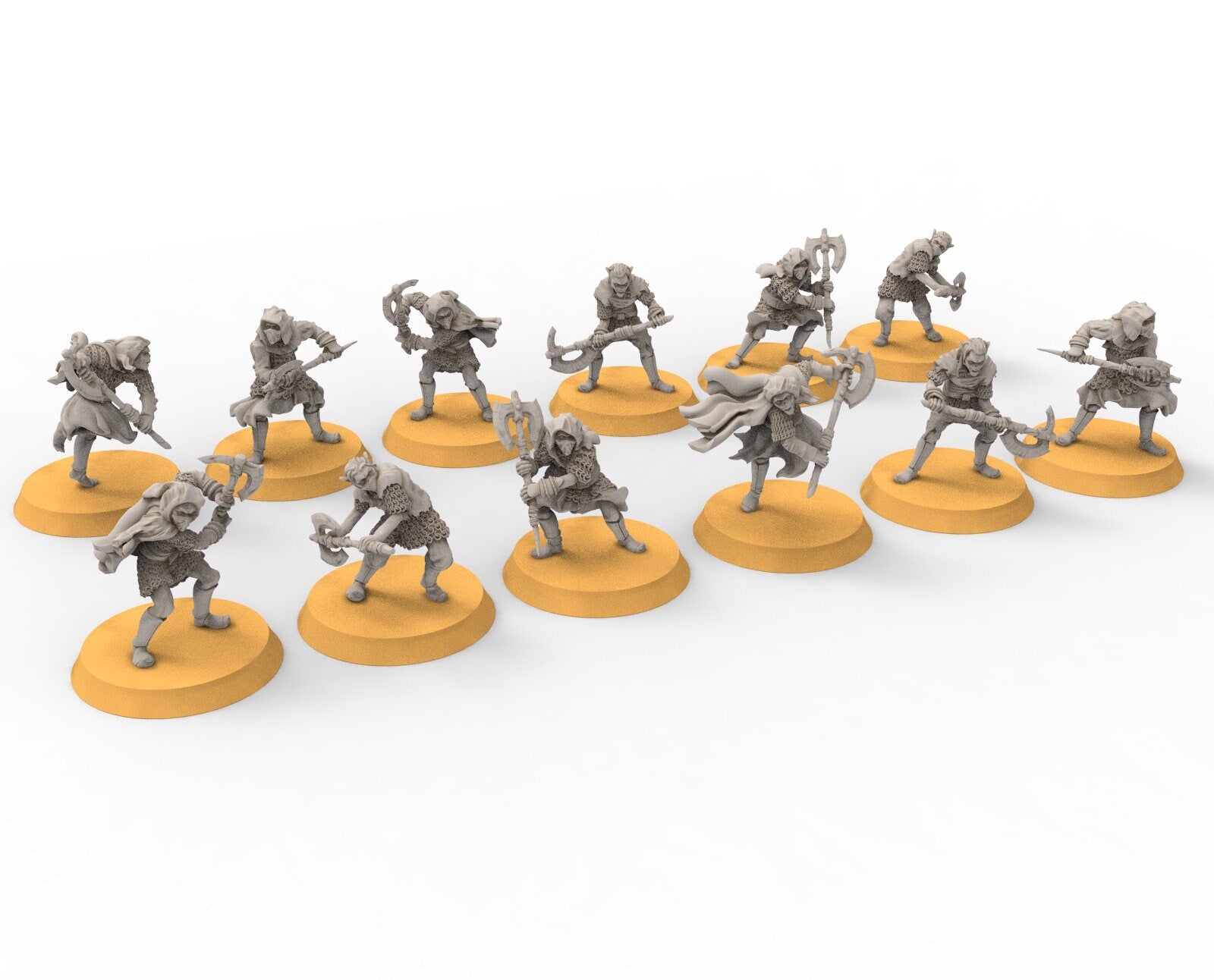 Goblin cave - Elite Goblin rangers with large axes, Dwarf mine, Middle rings miniatures for wargames, D&D, SDA...