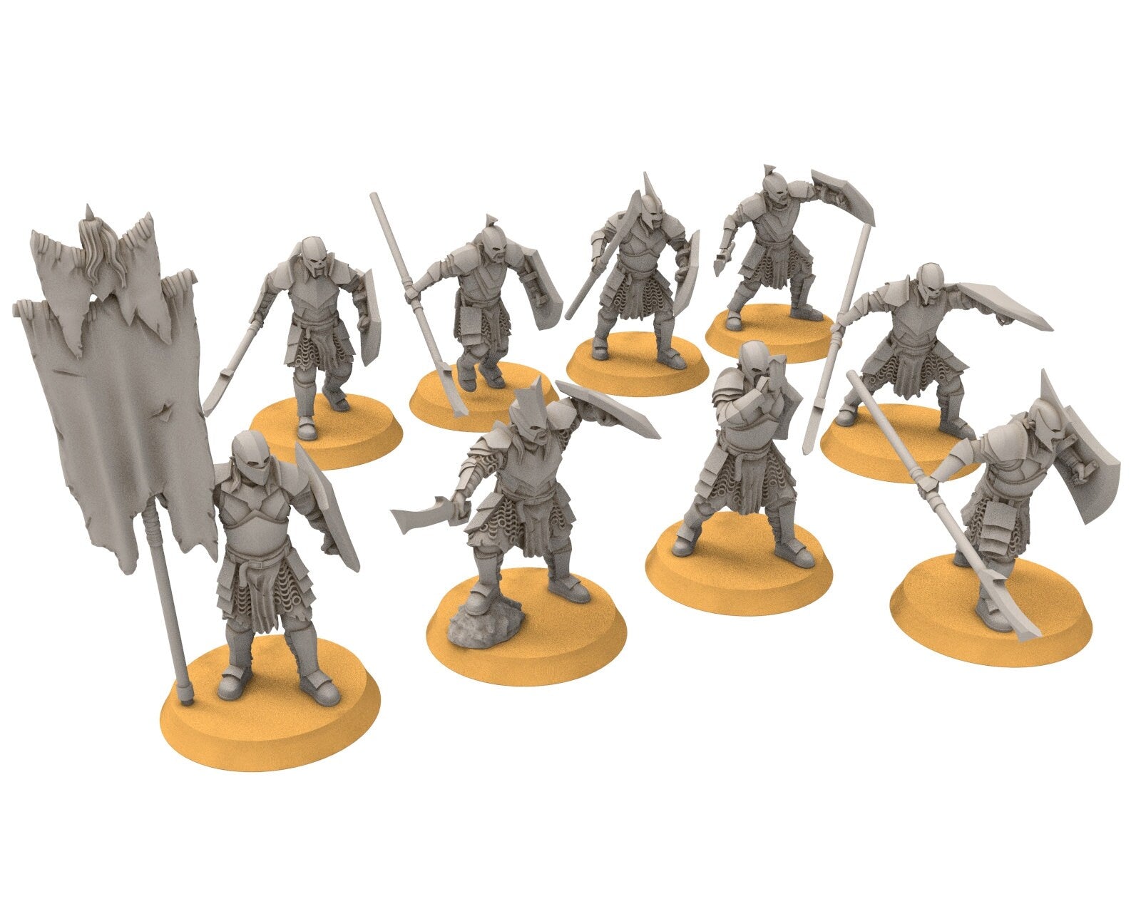 Orc horde - Super orcs spearmen, Orc warriors warband, Middle rings miniatures pour wargame D&D, SDA...