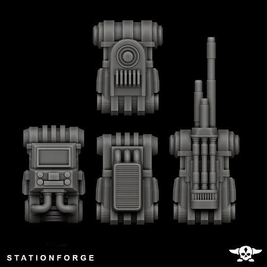 Scavenger frontliners, mechanized infantry, post apocalyptic empire, usable for tabletop wargame.