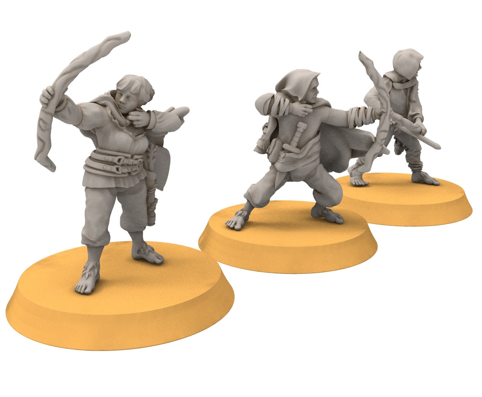 Halfmen - Gnome Halfling Militia with bows, Middle rings miniatures for wargame D&D, DnD, LOTR...