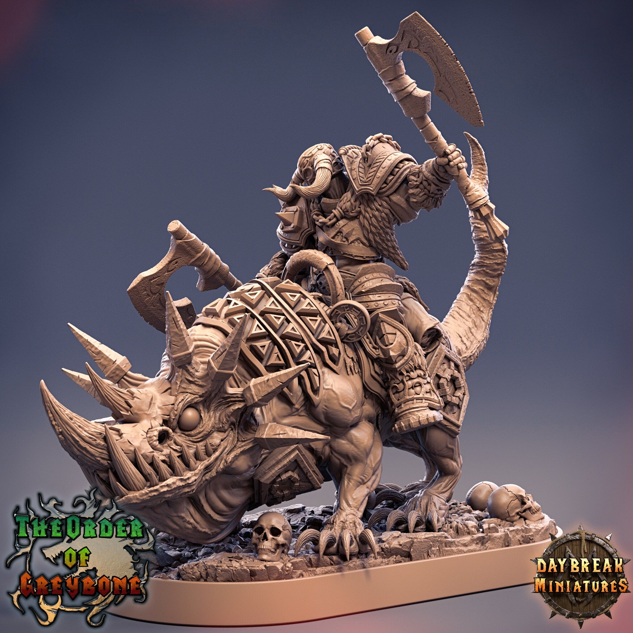 Wild hunters - Balthazar Doublefang on Horned Wolf, The Order of Greybone, daybreak miniatures