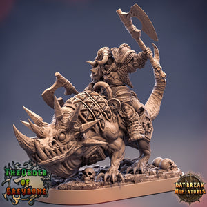 Wild hunters - Balthazar Doublefang on Horned Wolf, The Order of Greybone, daybreak miniatures
