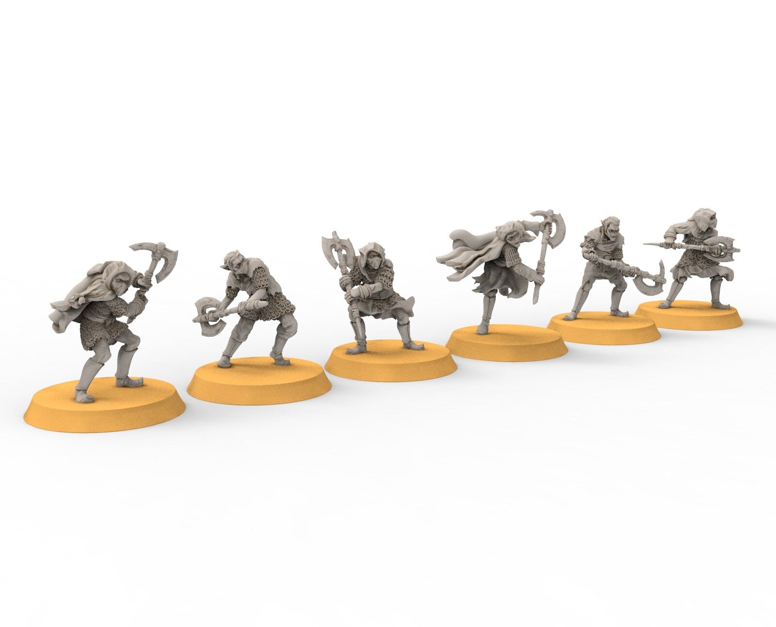 Goblin cave - Elite Goblin rangers with large axes, Dwarf mine, Middle rings miniatures for wargames, D&D, SDA...