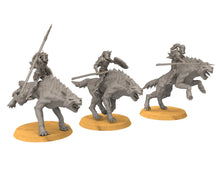 Charger l&#39;image dans la galerie, Goblin cave - Goblin warg riders warriors with spears, Dwarf mine, Middle rings miniatures pour wargame D&amp;D, SDA...
