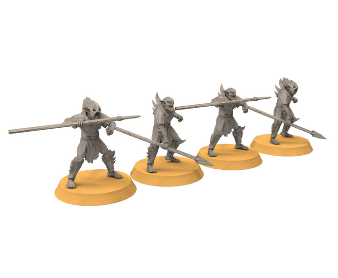 Goblin cave - Goblin warriors with spears, Dwarf mine, Middle rings miniatures pour wargame D&D, SDA...