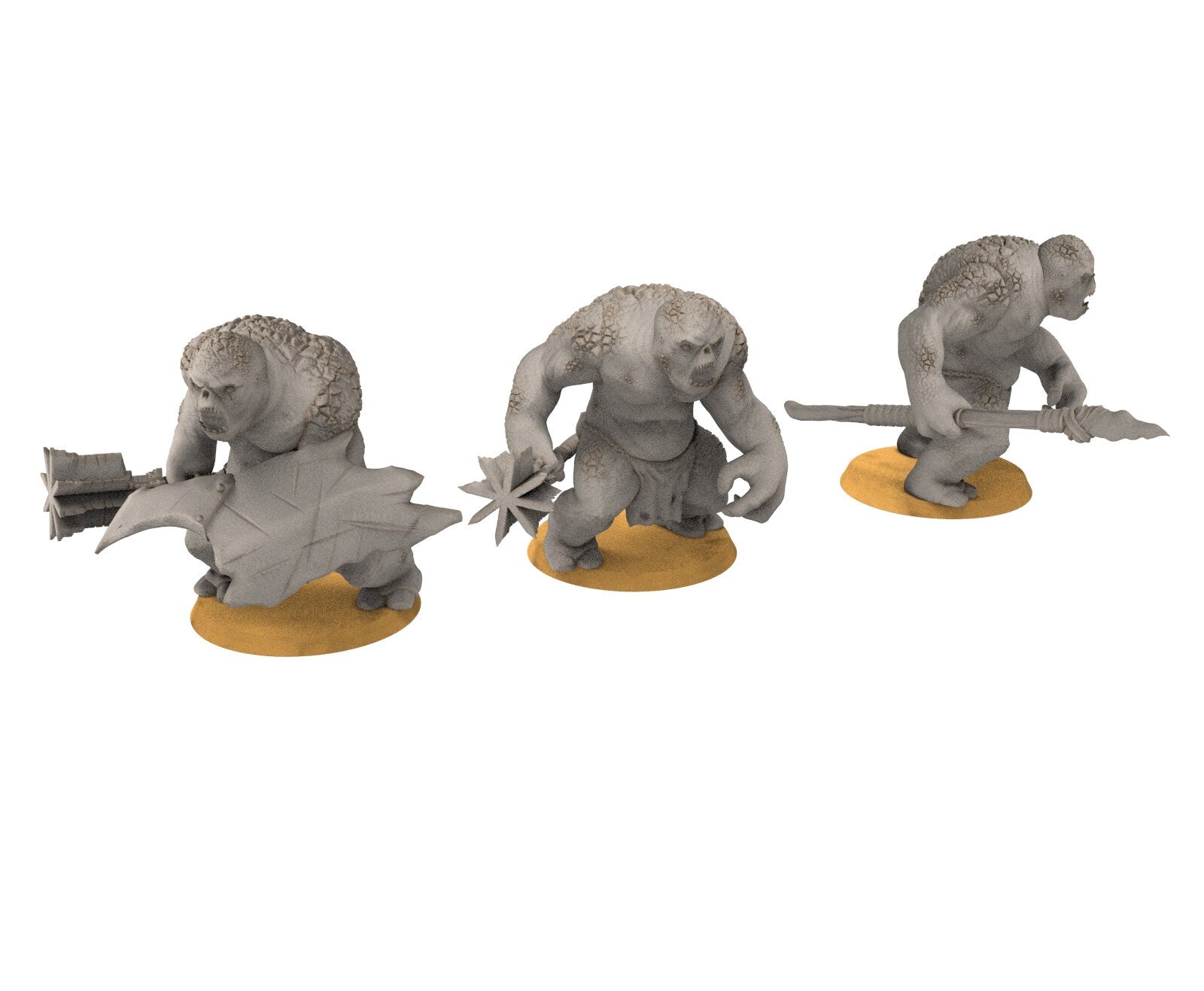 Goblin cave - Tamed cave troll warriors, Dwarf mine, Middle rings miniatures pour wargame D&D, SDA...