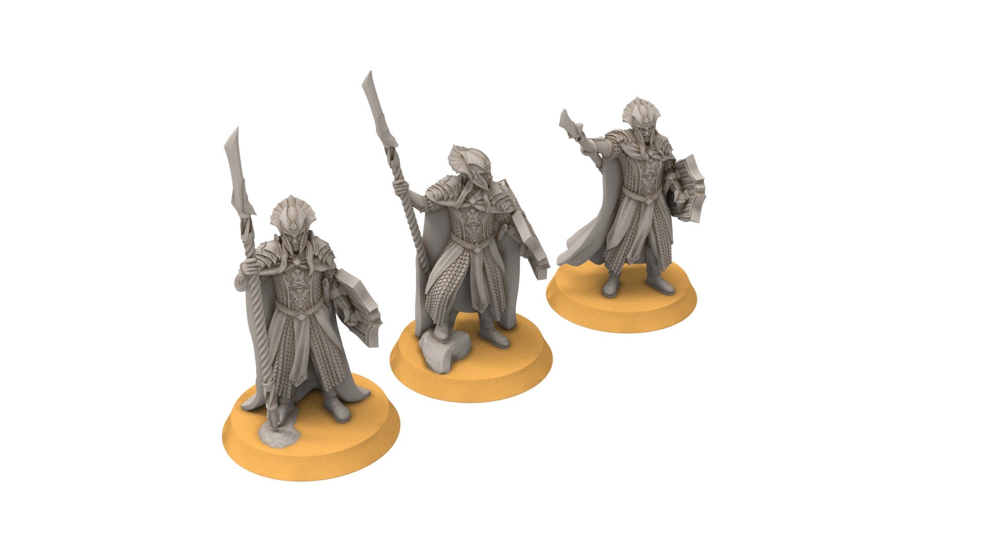 Darkwood - Forest King Guard - Spear, Middle rings miniatures pour wargame D&D, SDA...