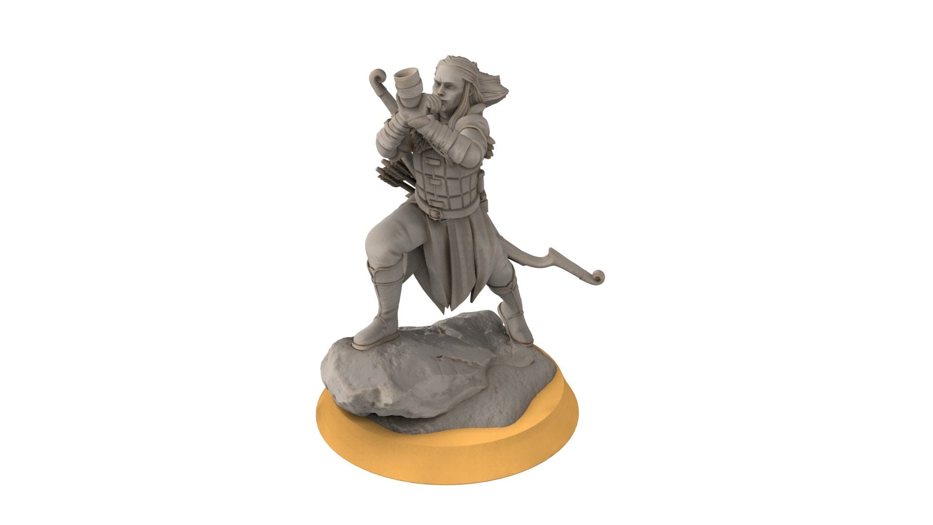 Darkwood - Forest Warrior with Horn, Middle rings miniatures pour wargame D&D, SDA...