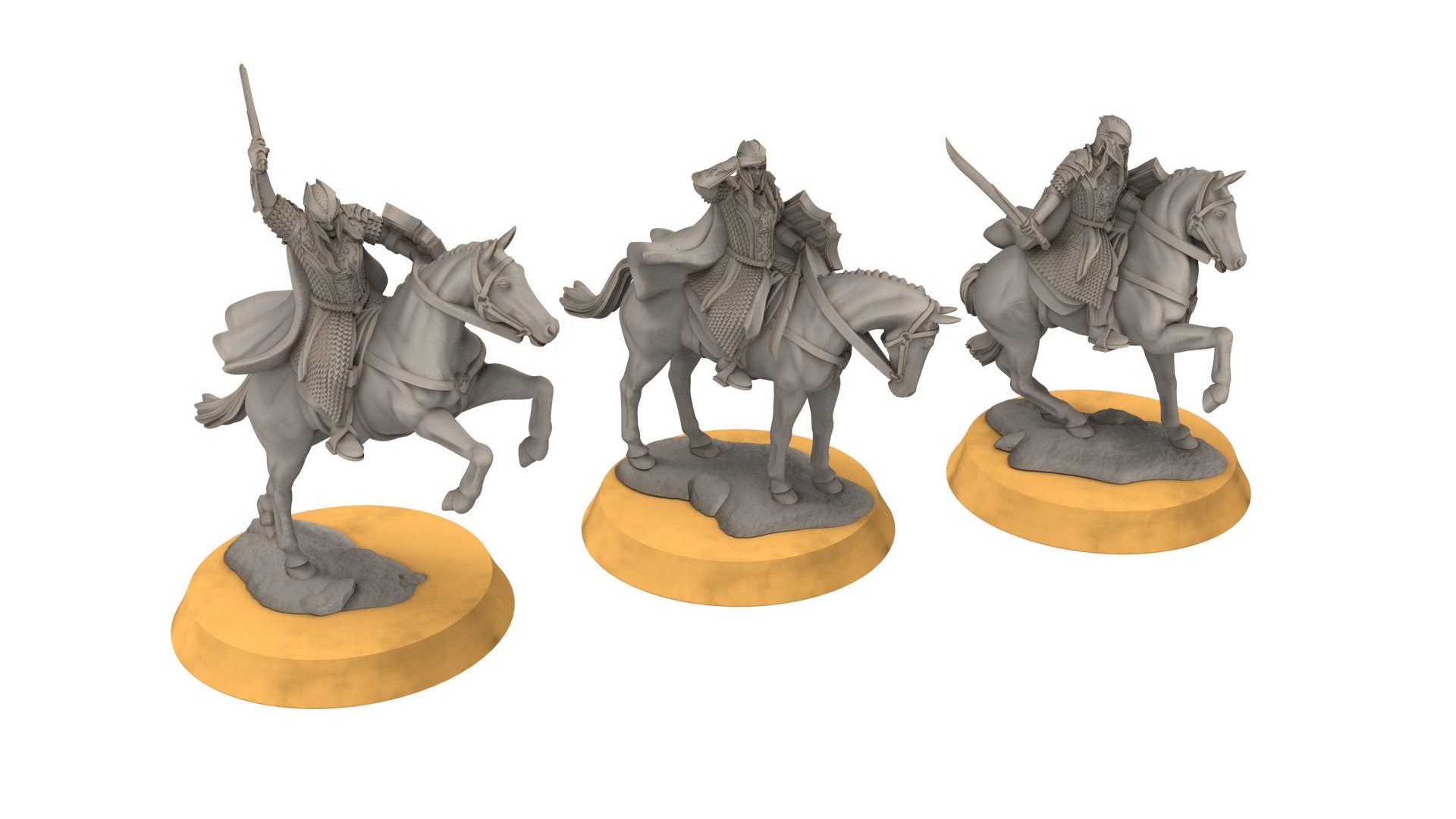 Darkwood - Armoured Wood elves on Horse, Middle rings miniatures pour wargame D&D, SDA...