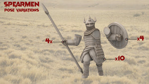 Kandahar - Varangian heavy Spearmen, fell dark lords humans, Kandahar, Khwarezm, oriental, Rhur, miniatures for wargame D&D, Lotr...