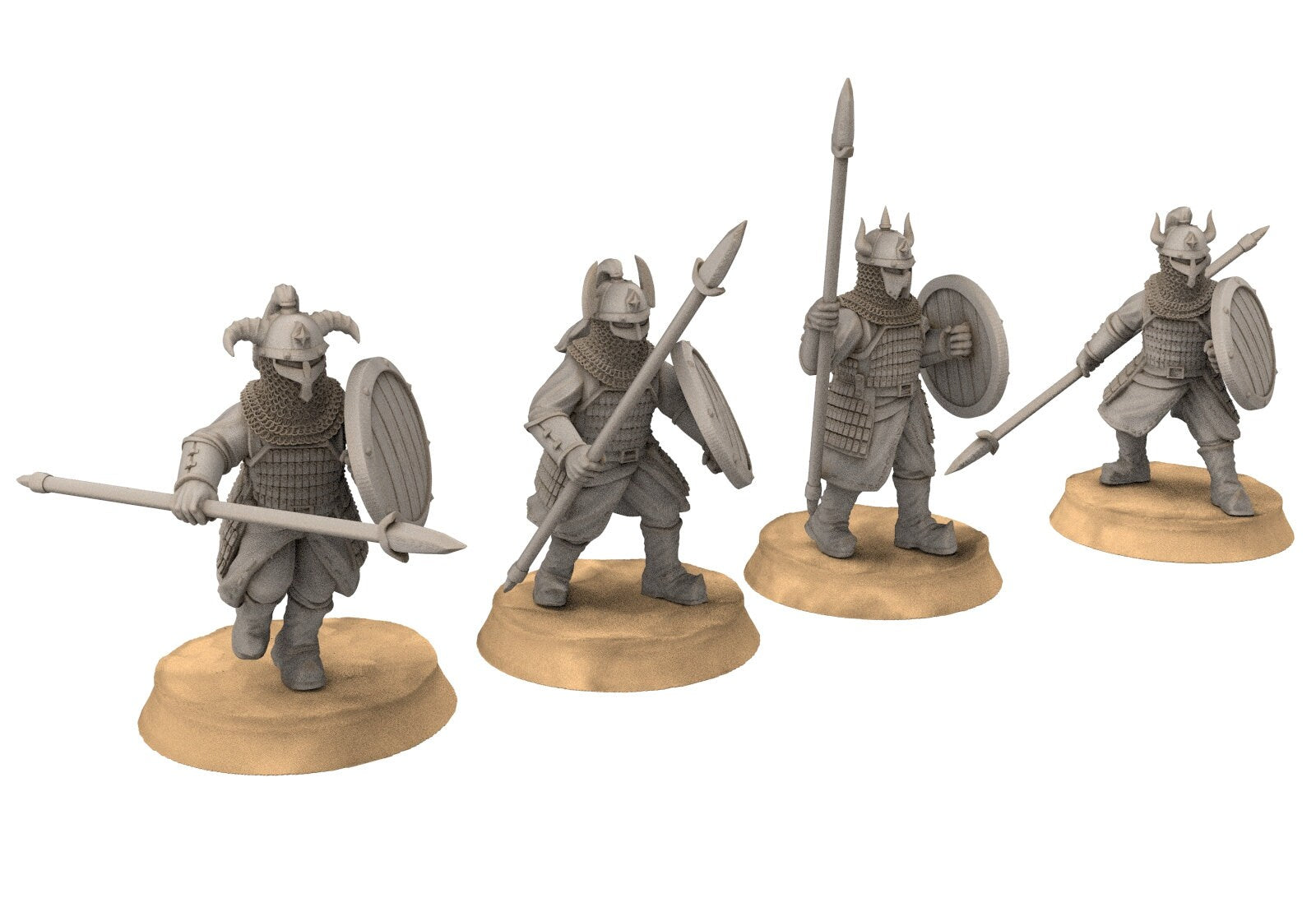 Kandahar - Varangian heavy Spearmen, fell dark lords humans, Kandahar, Khwarezm, oriental, Rhur, miniatures for wargame D&D, Lotr...