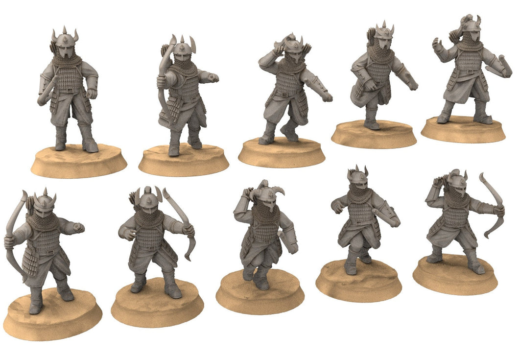 Kandahar - Varangian heavy Archers, fell dark lords humans, Kandahar, Khwarezm, oriental, Rhur, miniatures for wargame D&D, Lotr...