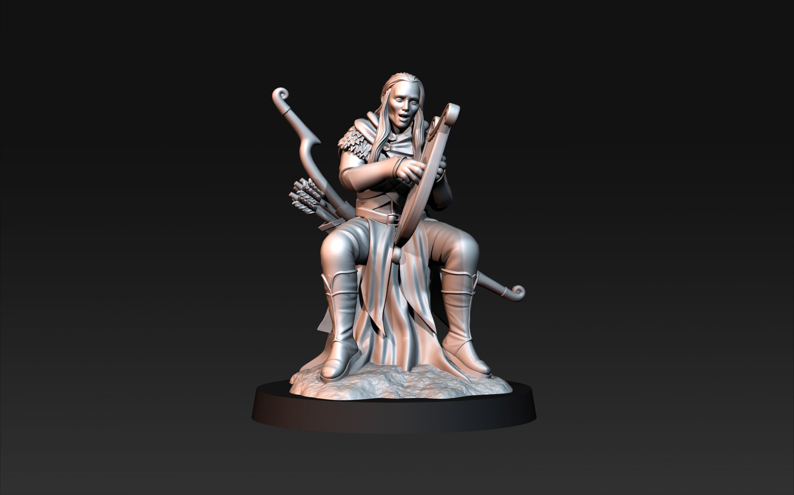 Darkwood - Musician on trunk, Middle rings miniatures pour wargame D&D, SDA...