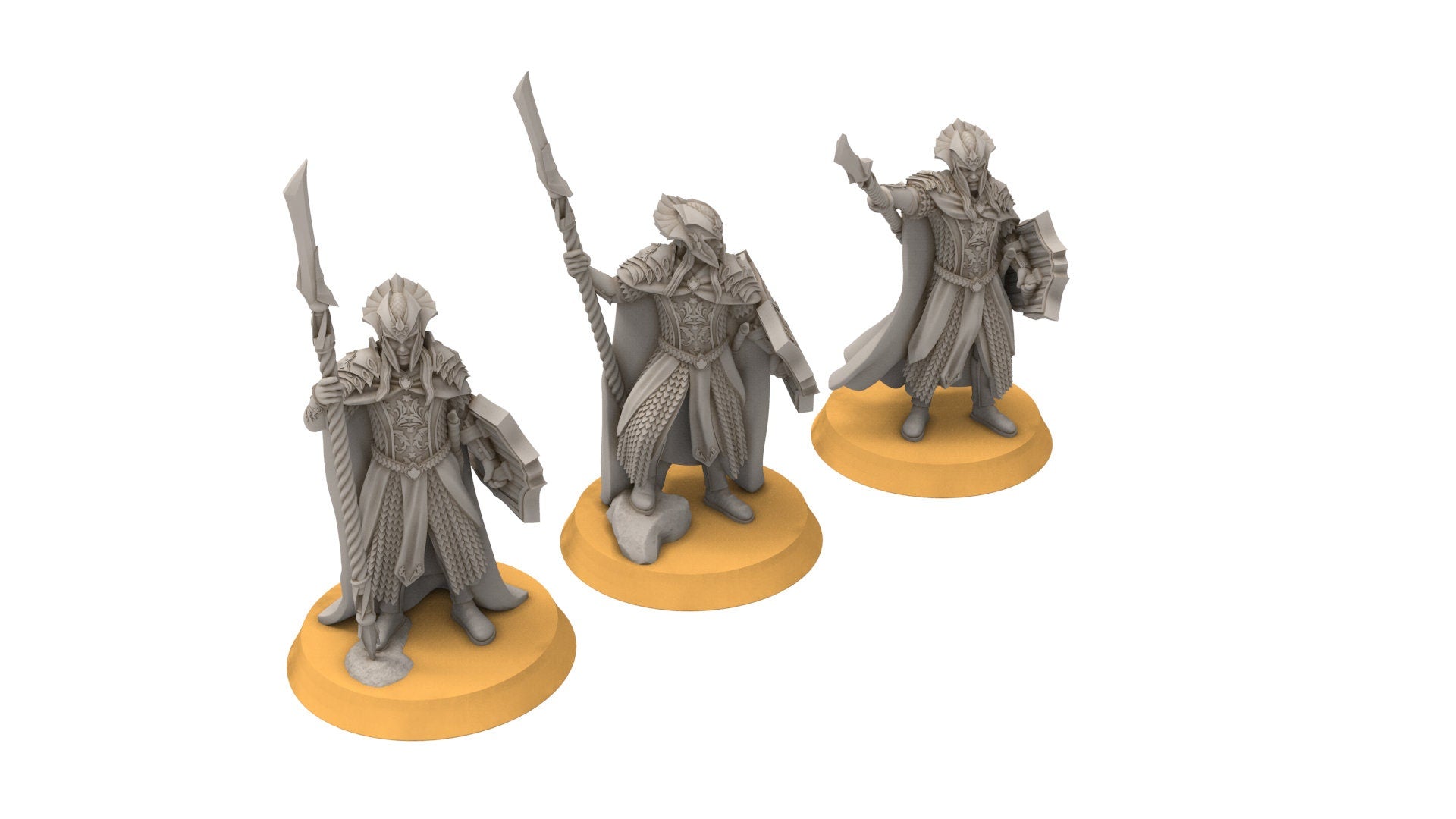 Darkwood - Forest King Guard - Spear, Middle rings miniatures pour wargame D&D, SDA...