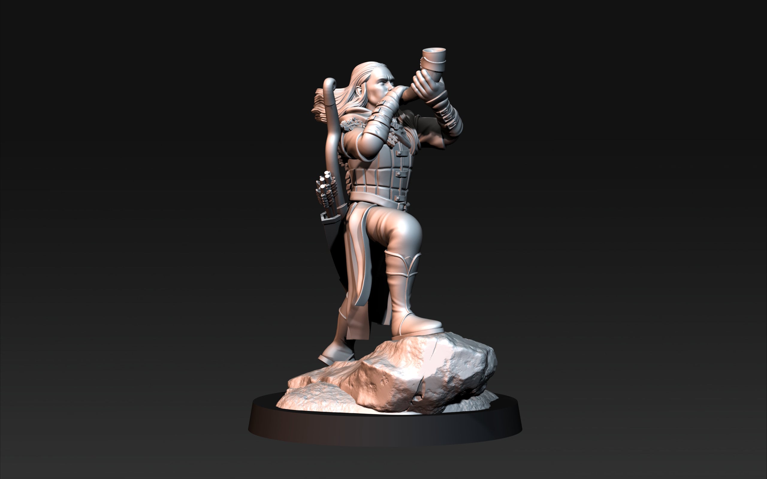 Darkwood - Forest Warrior with Horn, Middle rings miniatures pour wargame D&D, SDA...