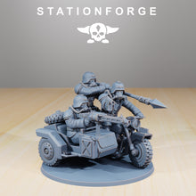 Load image into Gallery viewer, GrimGuard - Death Bikers, mechanized infantry, post apocalyptic empire, usable for tabletop wargame.
