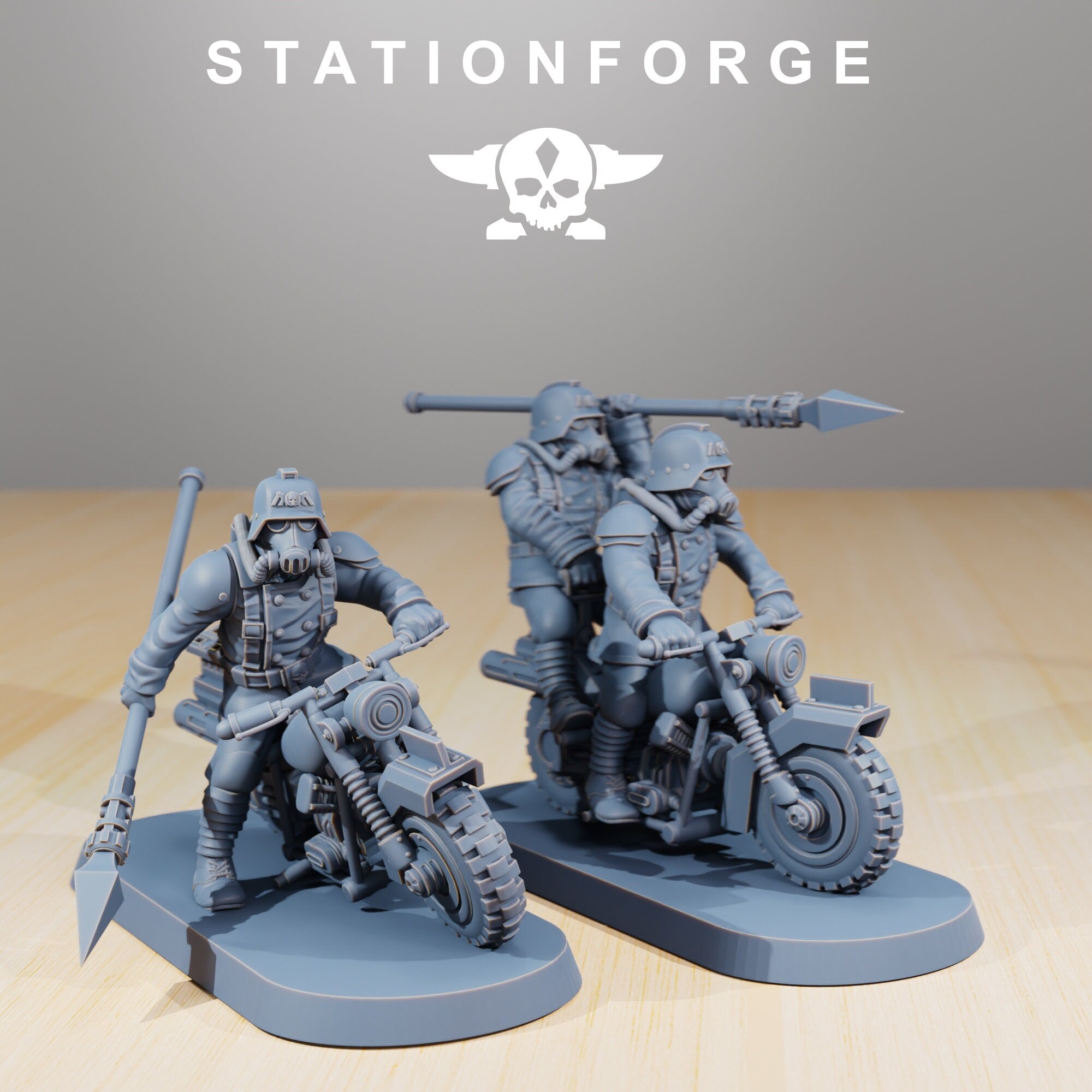 GrimGuard - Death Bikers, mechanized infantry, post apocalyptic empire, usable for tabletop wargame.