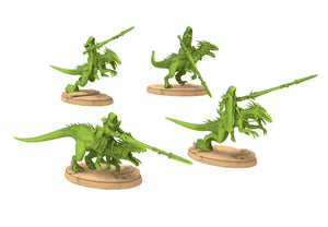 Exotic Elves - Raptor riders, Lost elves on Jurassic planet with spears that shine