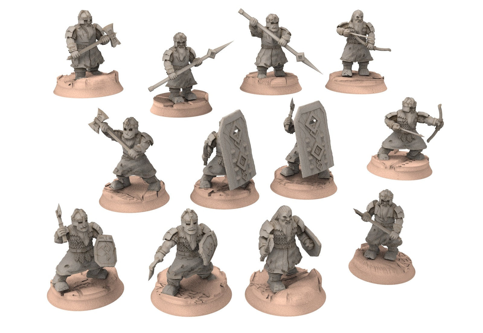 Dwarves - 12 Modular warriors, The Dwarfs of The Mountains, for Lotr, Khurzluk Miniature