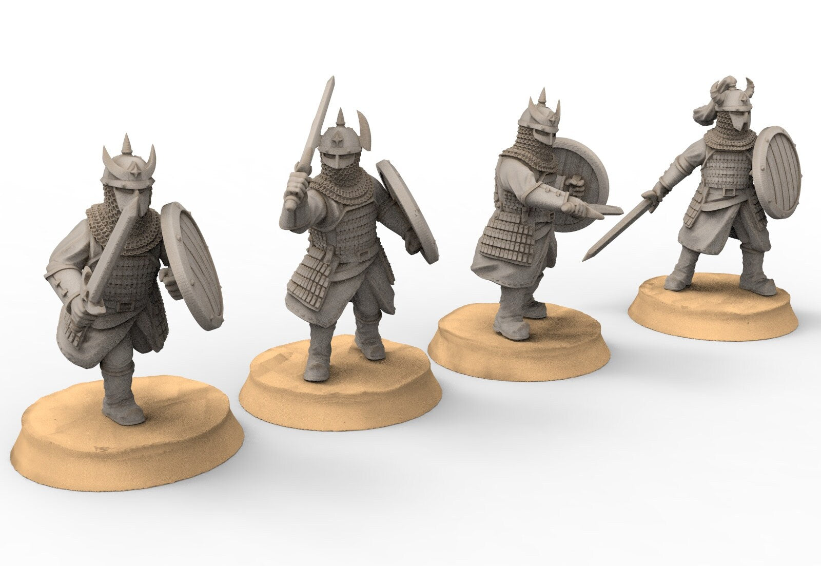 Kandahar - Varangian heavy Swordmen, fell dark lords humans, Kandahar, Khwarezm, oriental, Rhur, miniatures for wargame D&D, Lotr...