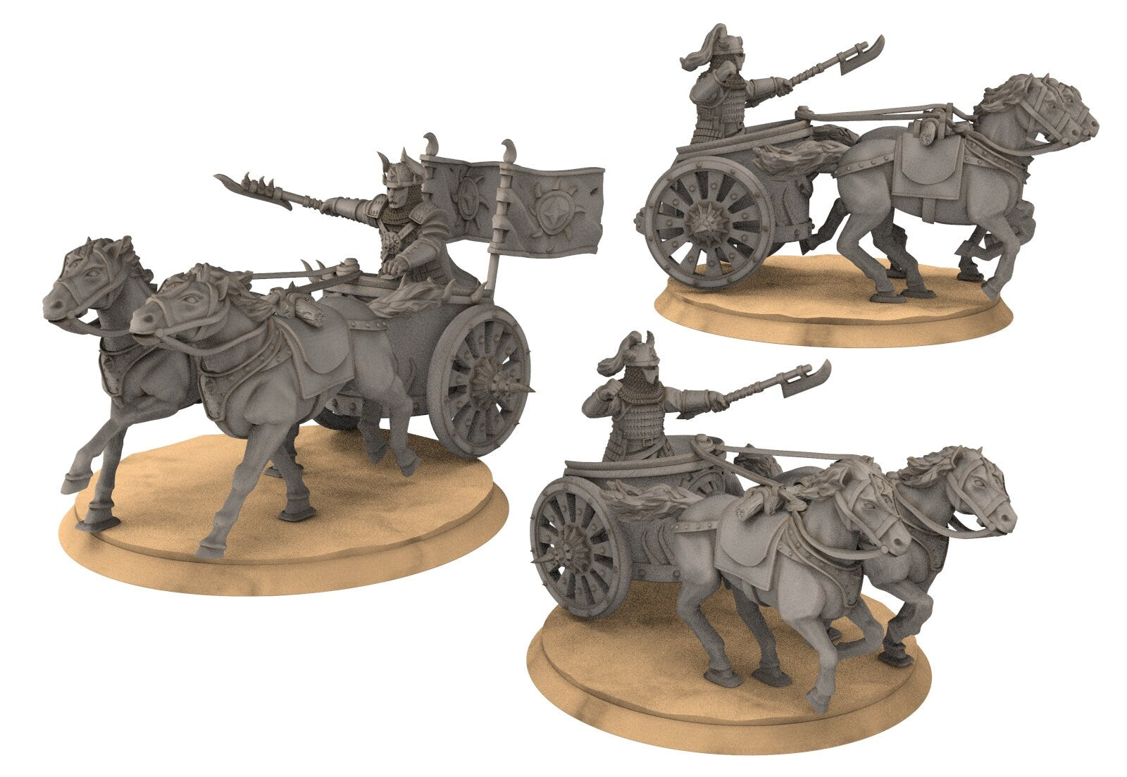 Kandahar - Varangian King on War Chariot, fell dark lords humans, Kandahar, Khwarezm, oriental, Rhur, miniatures for wargame D&D, Lotr...