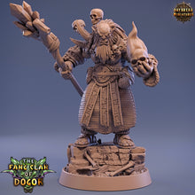 Load image into Gallery viewer, Green Skin - Bugbear Shaman w/ Staff and Skull suitable for wargames, Dungeons and Dragons, Pathfinder and other TTRPGs
