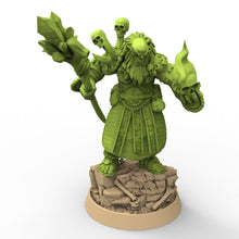 Load image into Gallery viewer, Green Skin - Bugbear Shaman w/ Staff and Skull suitable for wargames, Dungeons and Dragons, Pathfinder and other TTRPGs
