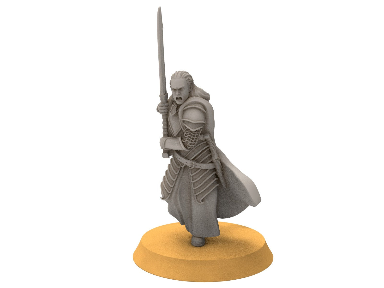 Rivandall - Captain and banner, Last Hight elves from the West, Middle rings miniatures pour wargame D&D, SDA...