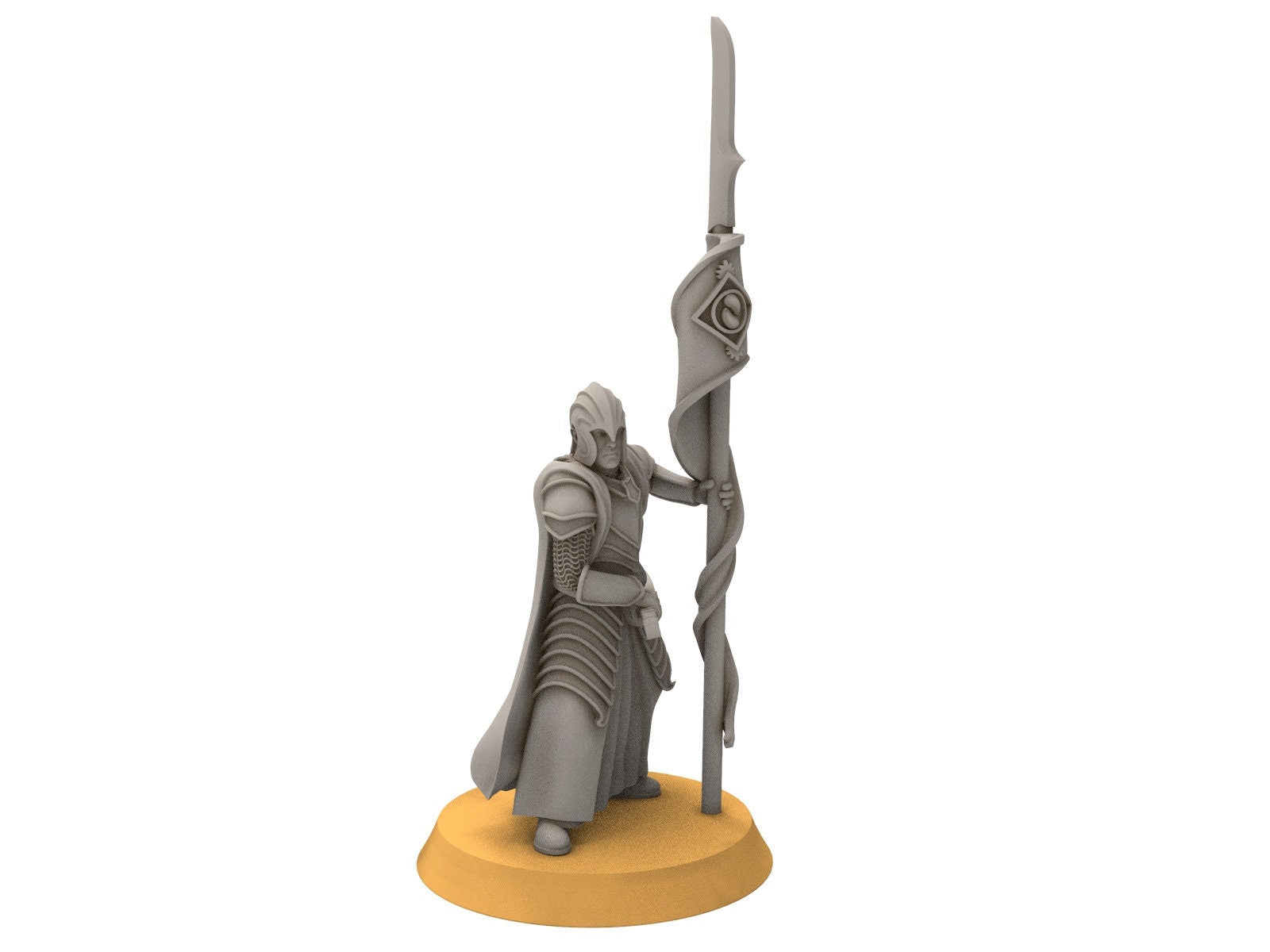 Rivandall - Captain and banner, Last Hight elves from the West, Middle rings miniatures pour wargame D&D, SDA...