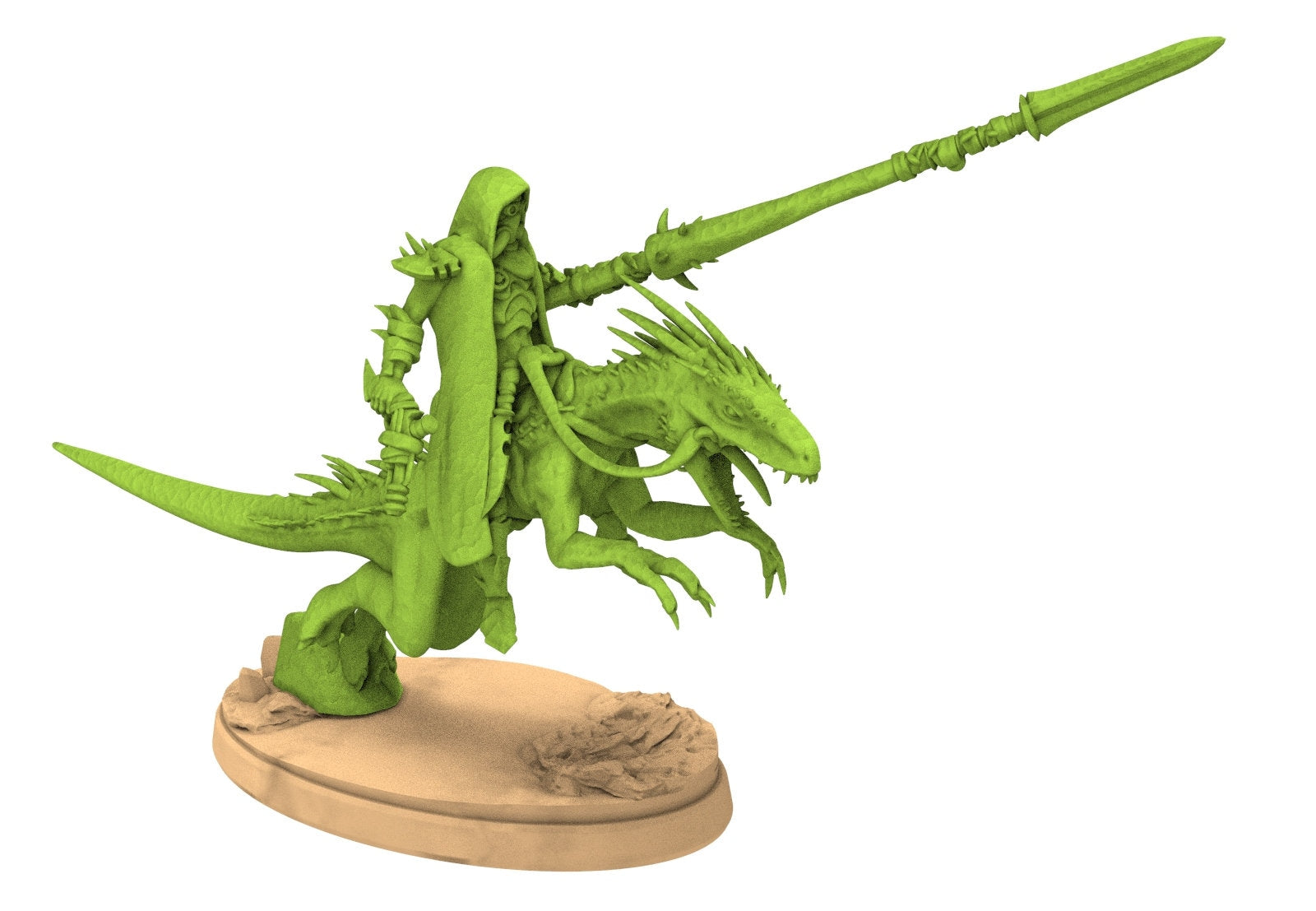Elf Raptor Exotic Elves - Raptor riders, Lost elves on Jurassic planet with spear