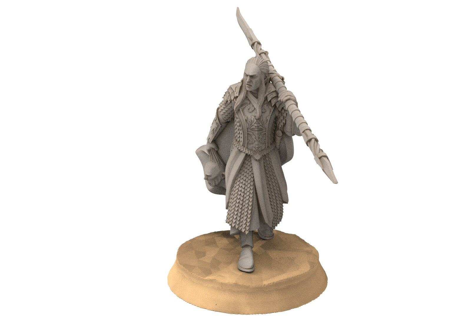 Darkwood - Wooden Elf Captain, Middle rings miniatures for D&D wargame, Lotr...