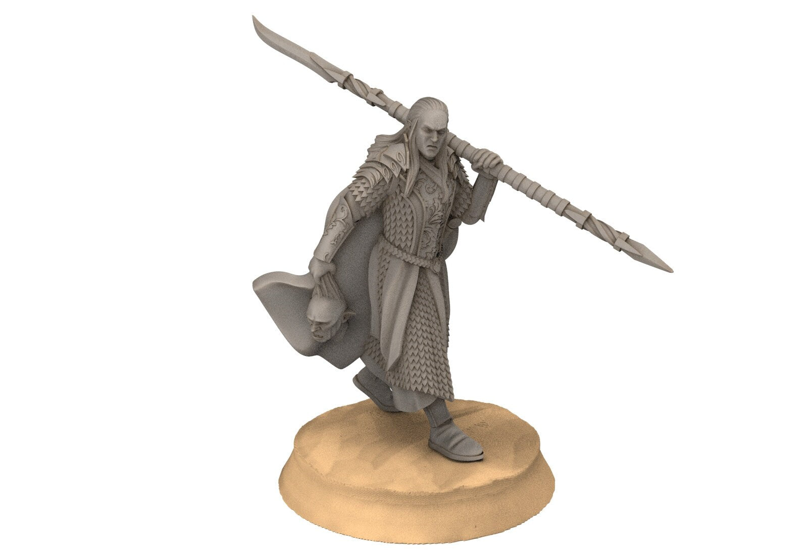 Darkwood - Wooden Elf Captain, Middle rings miniatures for D&D wargame, Lotr...