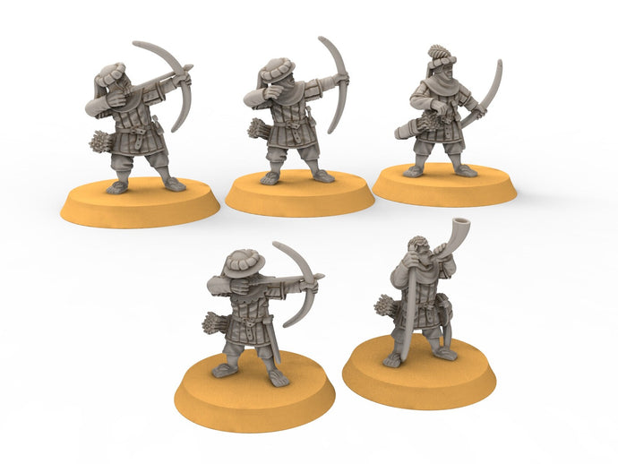 Halfmen - Gnome Halfling with bows, Middle rings miniatures , for Lotr, Medbury miniatures
