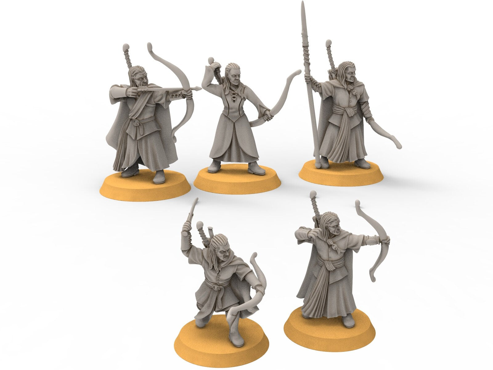 Darkwood - Unarmoured Forest Warriors - Bow, Middle rings miniatures , for wargame Lotr, Medbury miniatures