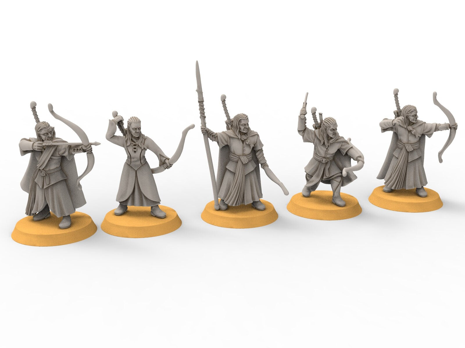 Darkwood - Unarmoured Forest Warriors - Bow, Middle rings miniatures , for wargame Lotr, Medbury miniatures